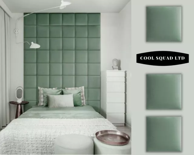 Panel de pared tapizado cuadrado de terciopelo verde de lujo - hecho a medida disponible