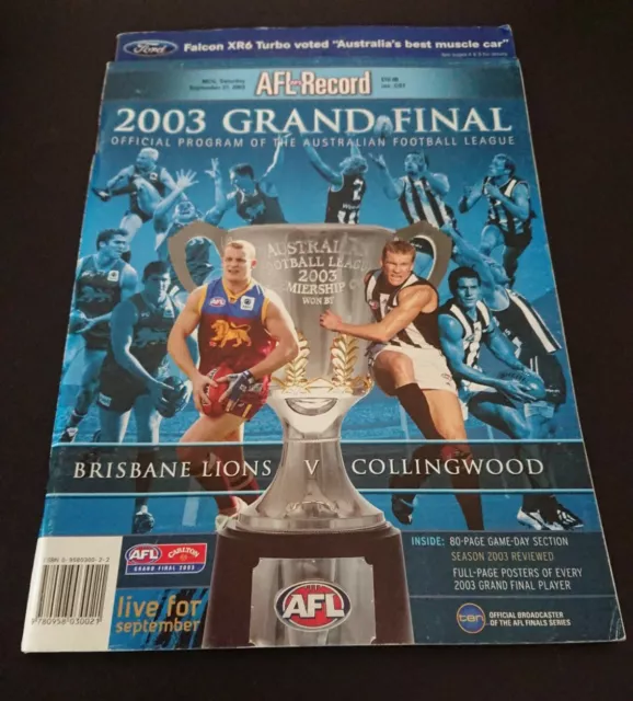 AFL Record 2003 - Brisbane Lions Vs Collingwood Magpies - Grand Final Program