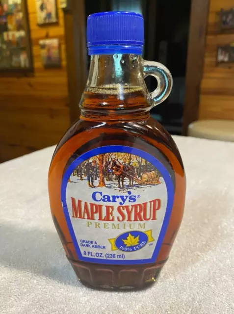 Vintage Nos Cary's Maple Syrup Full Unopened Bottle - 8 Fl Oz - Premium Amber