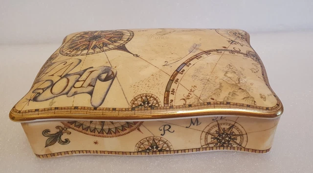WEDGWOOD ATLAS DESIGN - Bone China 1996 Desktop Case / Trinket Box ...