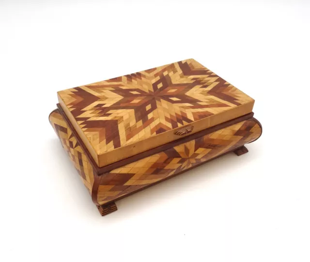 Very Rare Art Deco Avantgarde Artist Wooden Marquetry Cubist Bauhaus Jewelry Box