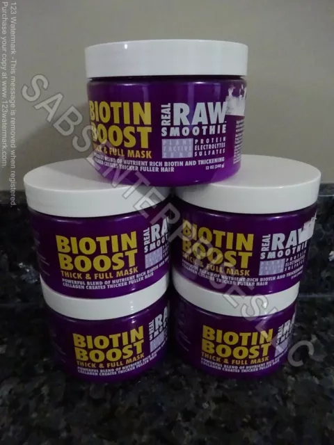 5 Real Raw BIOTIN BOOST Thick & Full Mask Smoothie 12 FL oz. NEW