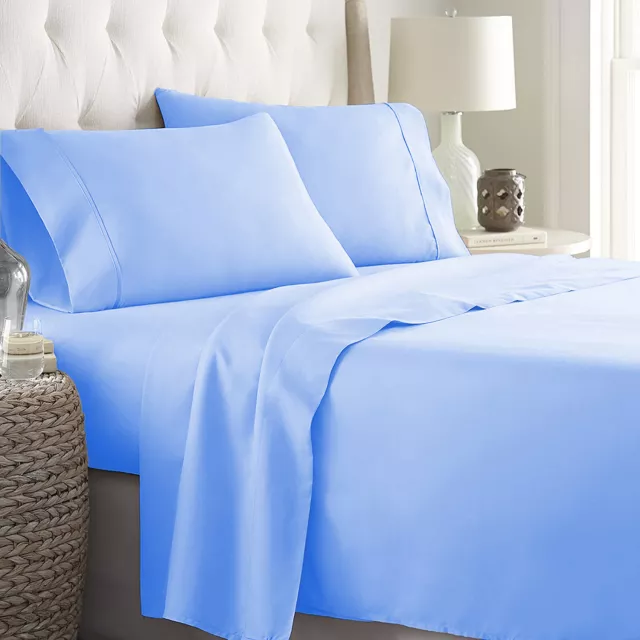UK Sizes Egyptian Cotton 1000 TC OR 1200 TC Sky Blue Solid Select Bedding Item