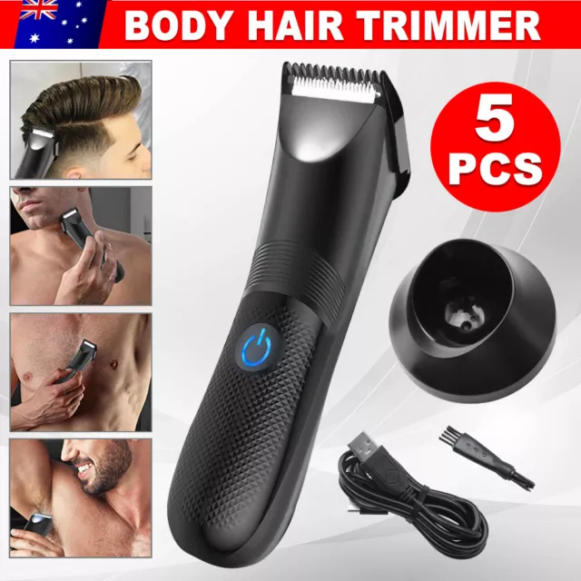 Mens Electric Body Hair Trimmer USB Balls Groin Pubic Shaver Male Groomer Razor