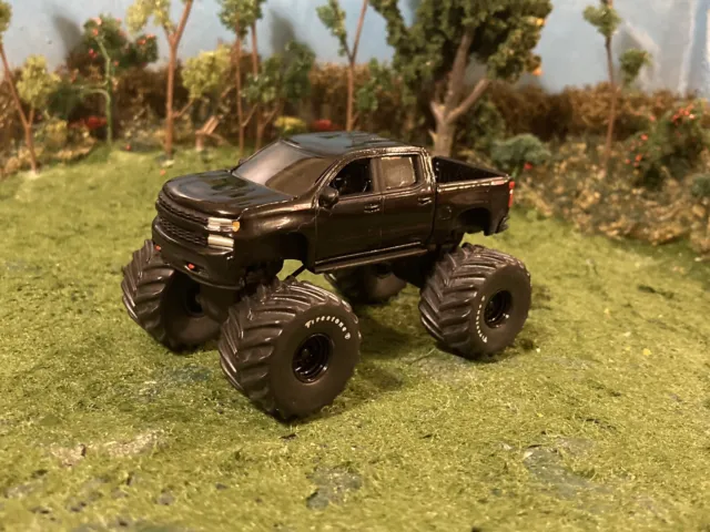 2019 Chevy Silverado Lifted 4x4 Monster Truck 1/64 Diecast Custom Off Road 4WD