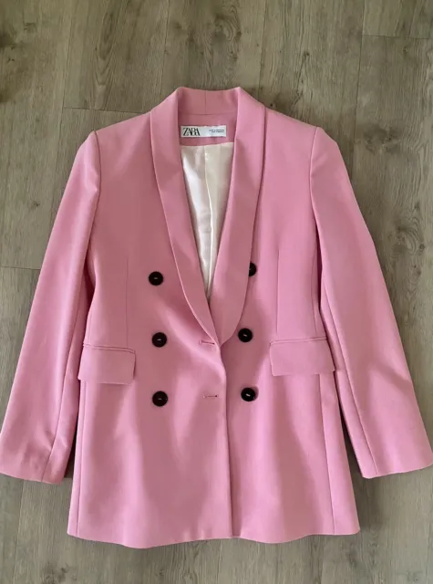 Zara Pink Two Button Long Blazer Jacket XS