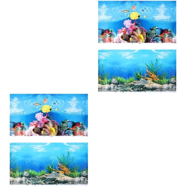 2 PCS Double-sided Wallpaper Aquarium 3d Wallpaper Fish Tank Background Sticker