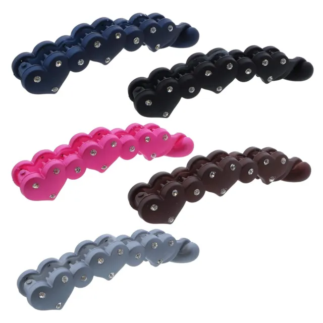 Multi Pearlized Banana Clip With Stones - Set of 5
