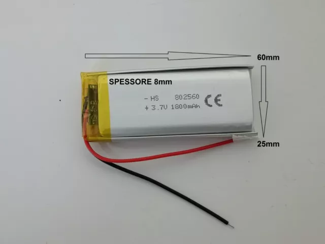 Batterie a litio ricaricabili 3.7 V per tutti i device basso drenaggio  mAh 1800