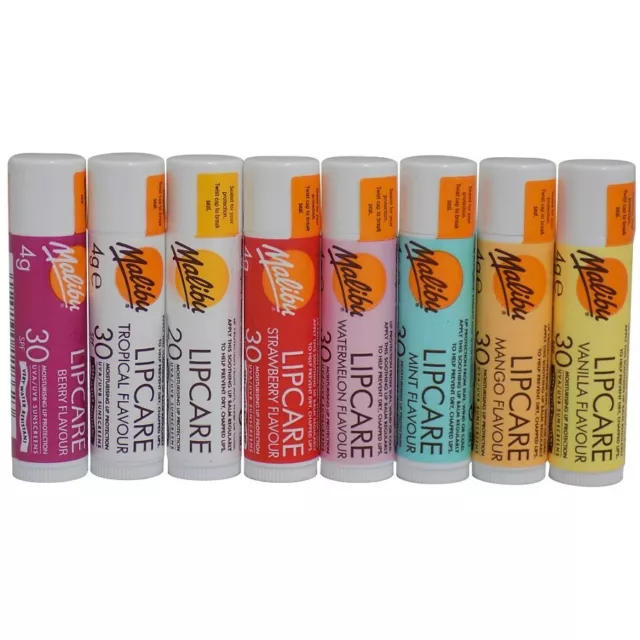 Malibu Lipcare Lip Balm Moisturising Sun Wind SPF30 UVA UVB Sunscreen Protection