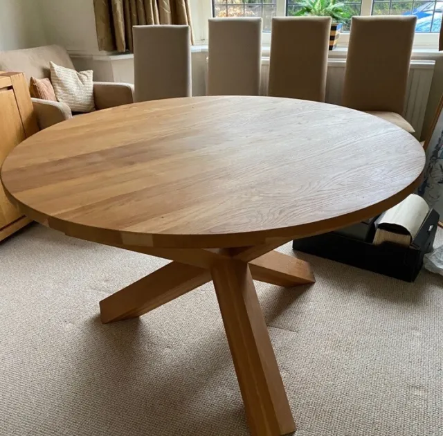 Handmade Solid Oak Circular Dining Table And Set Of Chairs.