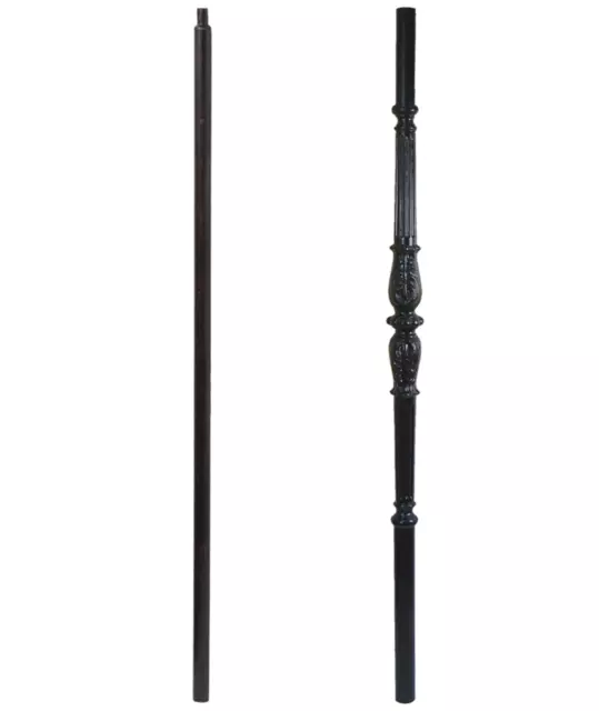 Satin Black - 1-3/16" Round Iron Newel Support Posts for Staircase Remodel