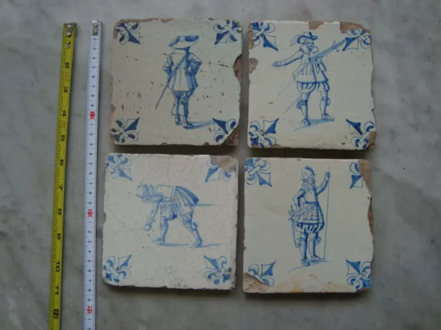 17th century delft handpainted dutch delftware soldier tiles