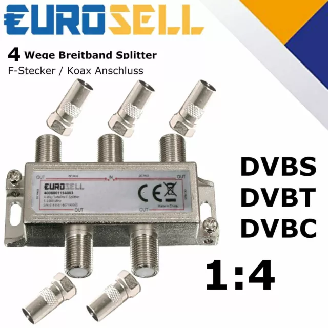 Breitband Kabel Verteiler 4-fach TV Weiche DVB-T Kabelfernsehen DVB-C Splitter