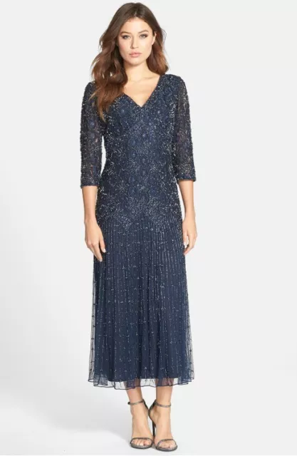 Pisarro Nights Beaded Mesh Dress (size 6)