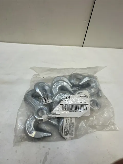 (10)-Forged Steel Zinc Plated 3/8" Grade 43 Eye Grab Hook T9001624