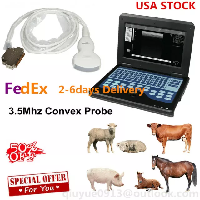 FDA CE Veterinary Ultrasound Scanner VET Convex Laptop Machine Dog/Horse/Sheep