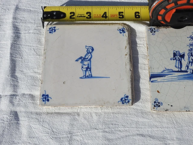 Antique 17th and 18th century Dutch Delft Tiles lot of 3