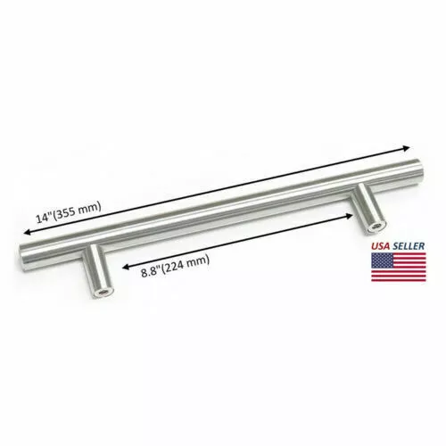 Solid Stainless Steel Brushed Nickel T Bar Kitchen Cabinet Handles Pulls 2"-16"