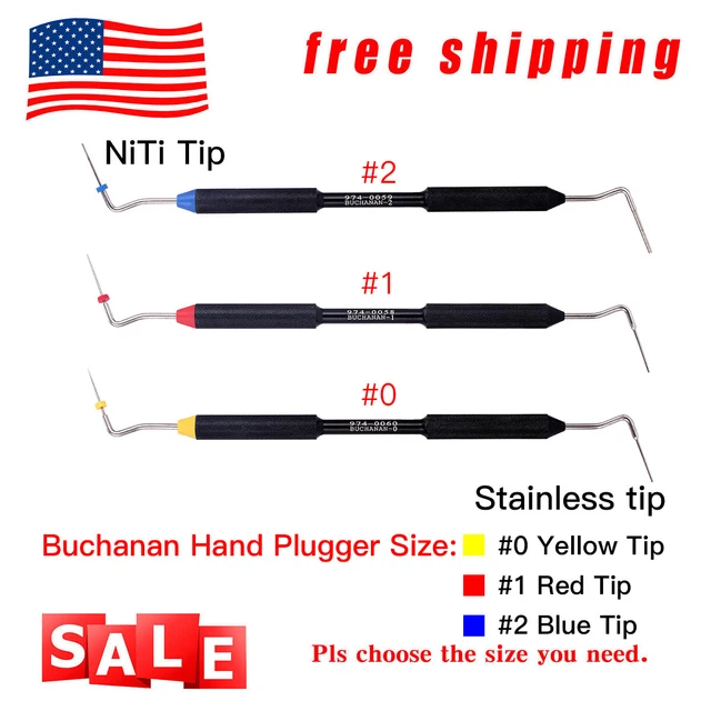 Dental Sybronendo Endo Buchanan Hand Plugger Tips Fill Obturation #0 #1 #2