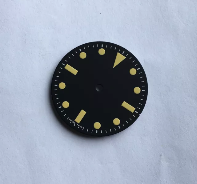 Yellow Milsub Watch Dial Seiko 7S26 NH35 Movement MOD 28.5mm