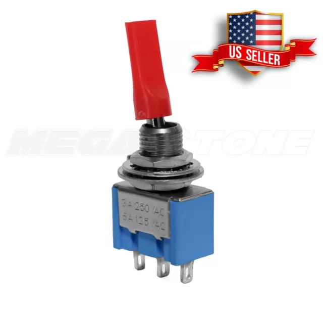 (1x) Premium SPDT RED Mini Toggle Switch ON-ON ABS Flat Bat Handle - USA SELLER!