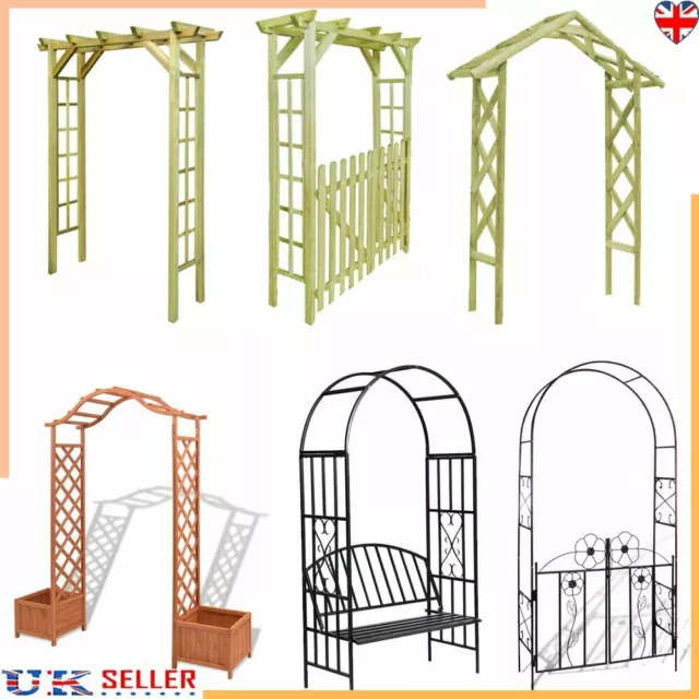 Garden Arch Gate Metal Wooden Decorative Pergola Rose Archway Plant Climbing UK