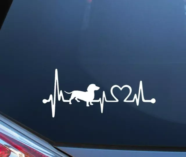 1 x (19cm x 8cm) Dachshund Heartbeat Vinyl Decal Sticker Car Van Dog iPad Pet