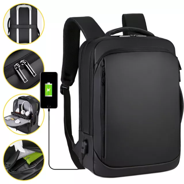 Laptop Rucksack mit USB Wasserdicht Herren Damen Reise Business Tasche Rucksack