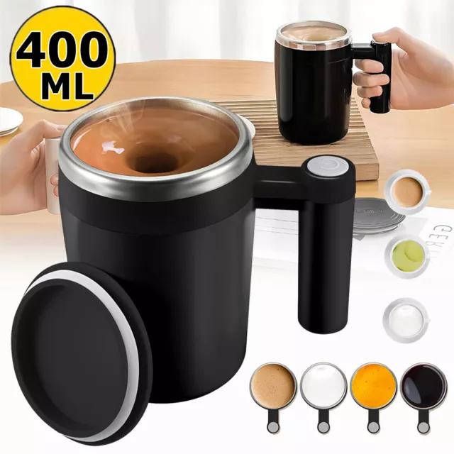 400ml Selbstrührender Becher mit Deckel Magnetrühr- MilchKaffeetasse Rührbecher