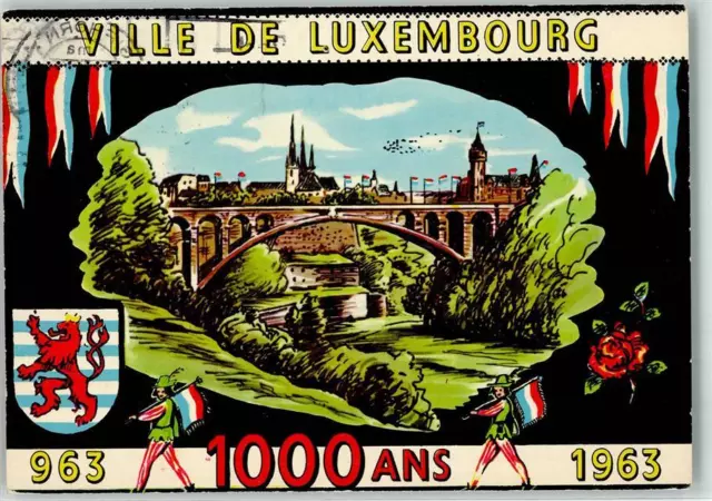 39385066 - Luxembourg Ville Bruecke Fahne Rot Weiss Blau Wappen 963 1963 1000