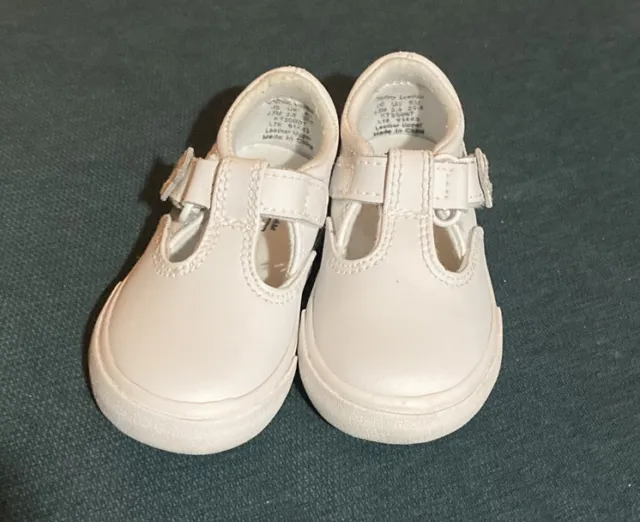Keds Baby Toddler Girl Shoes Daphne T-Strap Lea White Leather 4.5