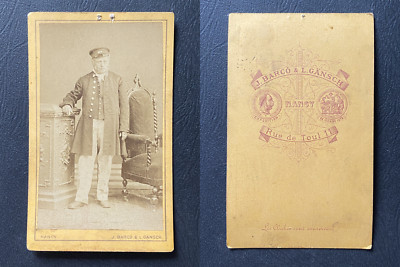 Barco & Gänsch Nancy circa 1875 vintage cd Portrait de beau jeune homme barbu 