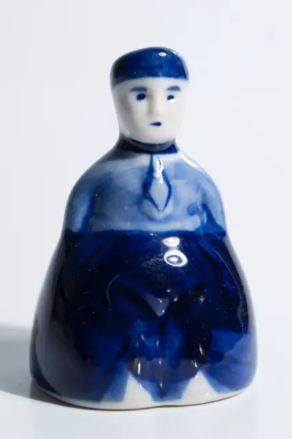 Vintage Royal Delft Blue Porcelain Dutch Boy Souvenir Bell Figurine Handpainted
