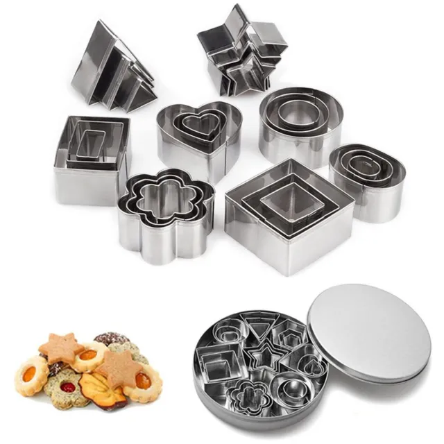 Geometric Shaped Cookie Cutter Set 24 Baking Cutter Metal Biscuit Cutter Molds^