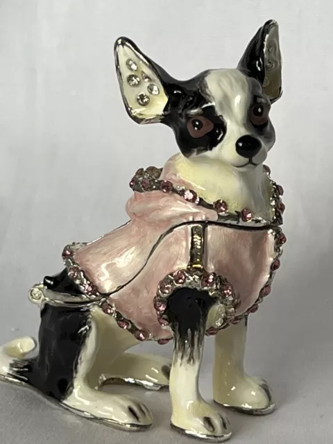 Jeweled Chihuahua Puppy Dog Trinket Box with Austrian Crystal Ciel Collectables