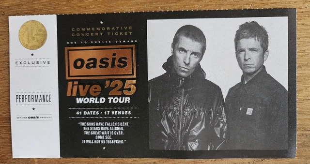 OASIS LIVE 25 Official World Tour Souvenir Void Concert Ticket