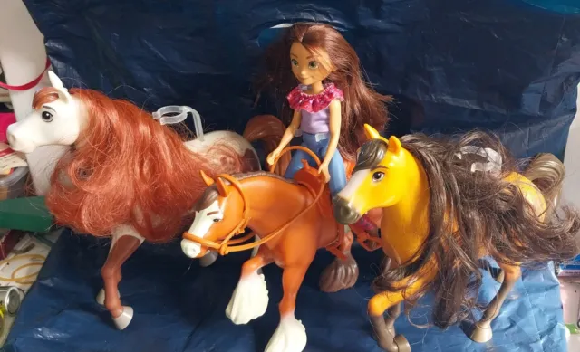 Dreamworks Spirit Untamed Riding Free 3 Horses, 1 Doll.