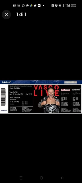 Biglietto Vasco Rossi - Roma sabato 17/06 Pra.to