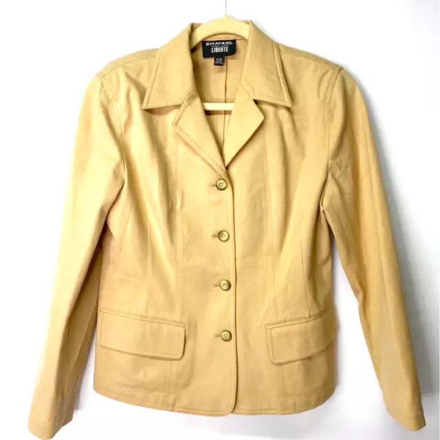 Emanuel Ungaro Liberte Womens Blazer Jacket Beige Long Sleeve Pockets 4/38