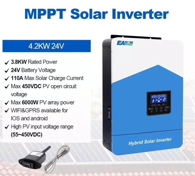 4200W-24V Inverter FOTOVOLTAICO onda sinusoidale pura 110A WIFI MPPT regolatore