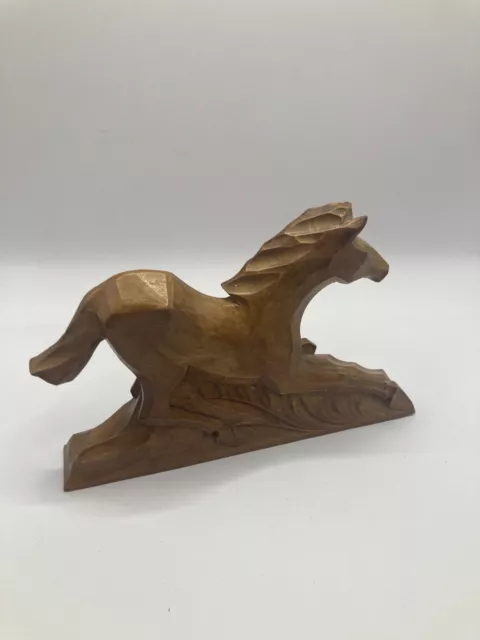 alte Schnitzerei Pferd 11x15cm Holz Figur Bildhauerei 2