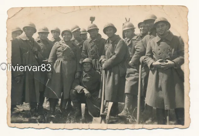 Photo ancienne WW1 - groupe de soldats poilus de l'artillerie