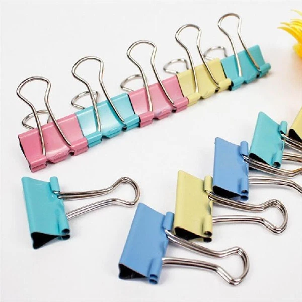 60 PCS COLORFUL Metal Binder Clips Paper Clip 15mm Office Supplies at