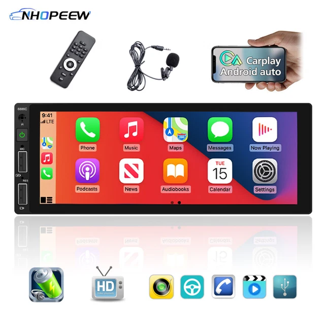 Autoradio 6,8" Apple CarPlay Android Touchscreen Autoradio MP5 BT FM + MICROFONO