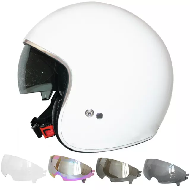 ZORAX / LEO 601 Open Face Scooter Motorbike Motorcycle Helmet White + Visor