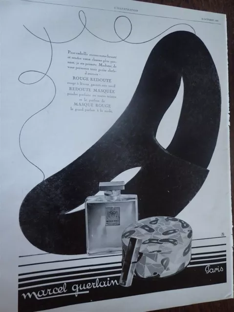 GUERLAIN Marcel parfum rouge à lèvres poudre publicité papier ILLUSTRATION 1929