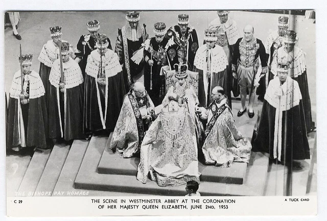 1953 CORONATION rppc Queen Elizabeth II Westminster Abbey TUCK Postcard