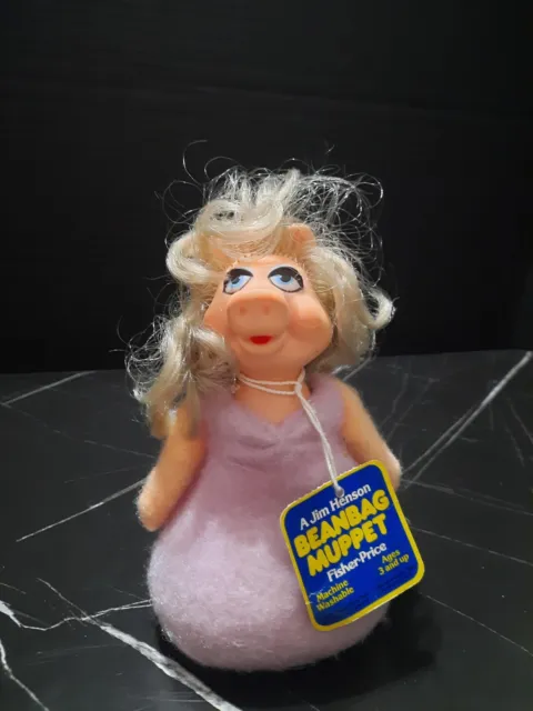 Jim Henson Fisher Price Muppet BeanBag Miss Piggy Plush NEW Vintage 1980