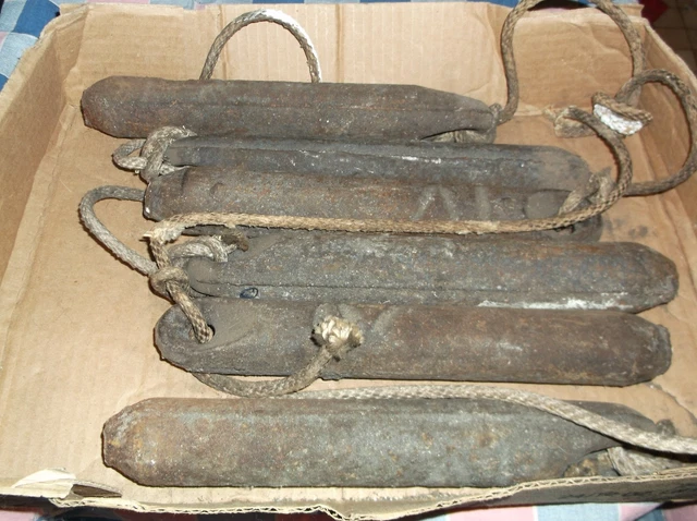 6 Old Antique Window Weights Heavy Metal  about 10 1/4 Inches in Length
